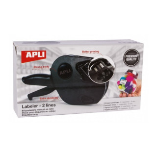 Apli Maquina Etiquetadora de Precios Premium - 2 Lineas - 9 Caracteres - Facil Uso - Instalacion Rapida - Correa de Muñeca - I