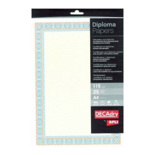 Apli Pack de 25 Hojas de Papel Certificado - Diseño Helico en el Marco - 115gr - Ideal para Certificados y Diplomas - Compatib