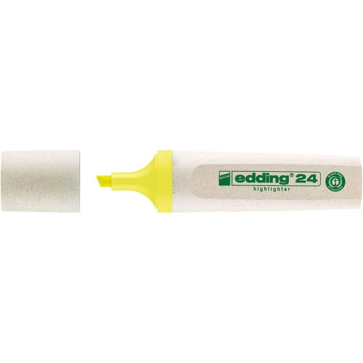 Edding 24 EcoLine Marcador Fluorescente - Punta Biselada - Trazo entre 2-5mm - 90% de Plastico Reciclado - Etiqueta Ecologica B