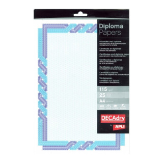 Apli Pack de 25 Hojas de Papel Certificado - 115gr - Diseño Trenzado en el Marco - Ideal para Certificados y Diplomas - Compat