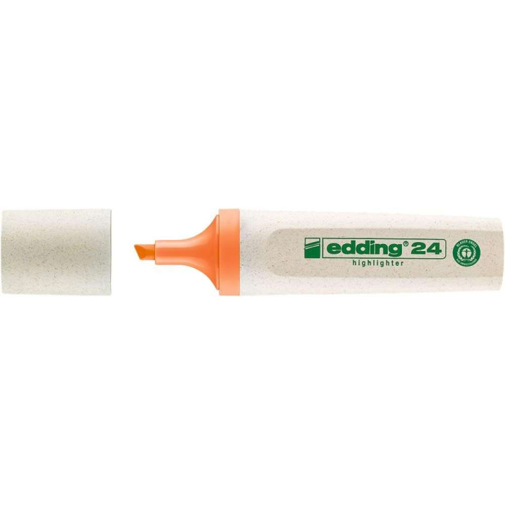 Edding 24 EcoLine Marcador Fluorescente - Punta Biselada - Trazo entre 2-5mm - 90% de Plastico Reciclado - Etiqueta Ecologica B