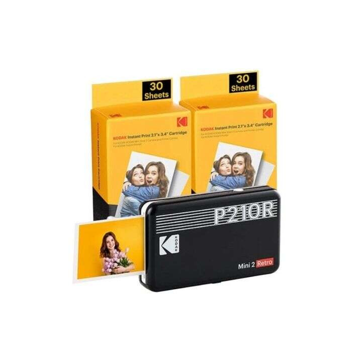 Kodak Mini 2 Retro Pack de Impresora Fotografica Portatil Bluetooth + 60 Hojas de Papel Fotografico - Formato de Impresion 5