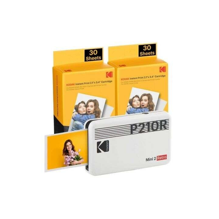 Kodak Mini 2 Retro Pack de Impresora Fotografica Portatil Bluetooth + 60 Hojas de Papel Fotografico - Formato de Impresion 5