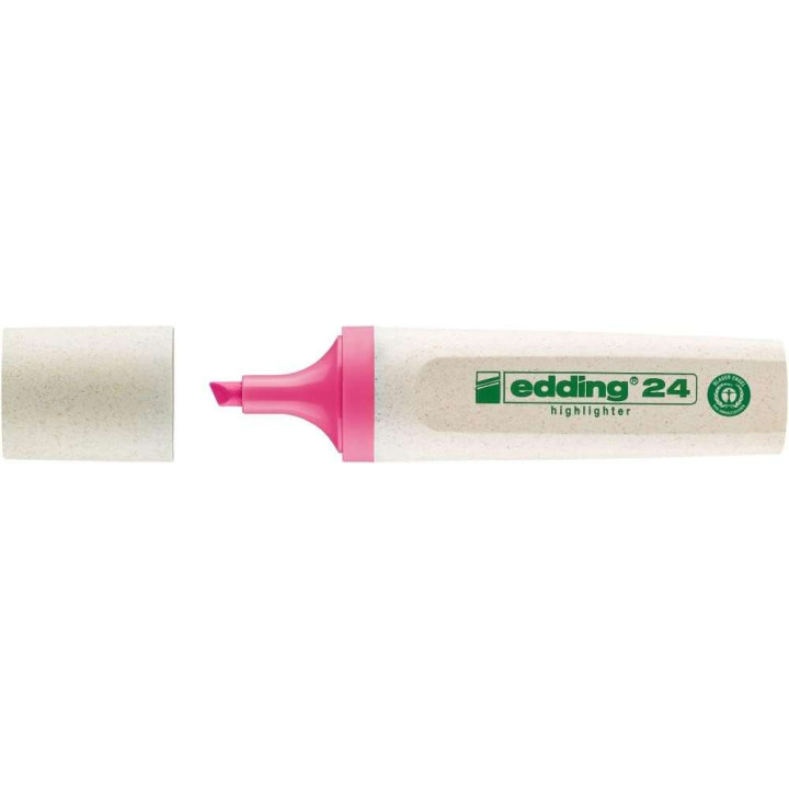 Edding 24 EcoLine Marcador Fluorescente - Punta Biselada - Trazo entre 2-5mm - 90% de Plastico Reciclado - Etiqueta Ecologica B