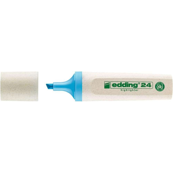 Edding 24 EcoLine Marcador Fluorescente - Punta Biselada - Trazo entre 2-5mm - 90% de Plastico Reciclado - Etiqueta Ecologica B