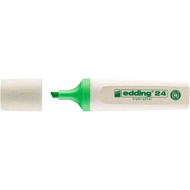 Edding 24 EcoLine Marcador Fluorescente - Punta Biselada - Trazo entre 2-5mm - 90% de Plastico Reciclado - Etiqueta Ecologica B
