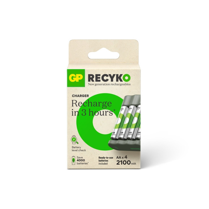 GP ReCyko Pack de Cargador USB + 4 Pilas Recargables 2100mAh AA