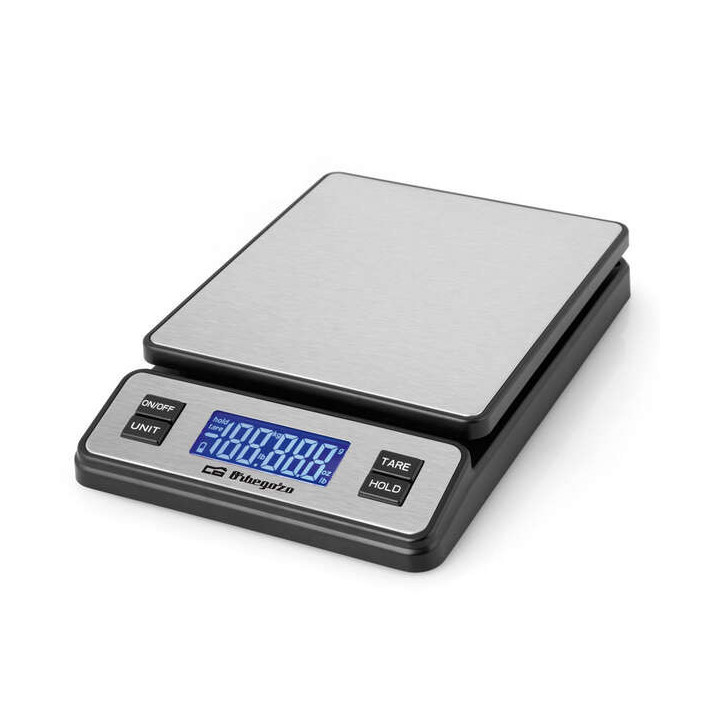 Orbegozo PC 3100 Bascula de Cocina Digital - Pantalla LCD - Capacidad 40kg - Conexion USB - Funcion Tara - Superficie Inox - In