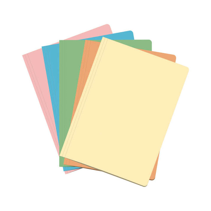 Dohe Pack de 50 Subcarpetas de Cartulina - Tamaño Folio - Ranura para Fastener - Colores Claros Surtidos