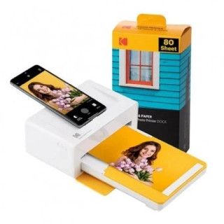 Kodak Dock Plus Pack de Impresora Fotografica Portatil Bluetooth + 80 Hojas de Papel Fotografico 10x15cm - Formato de Impresion