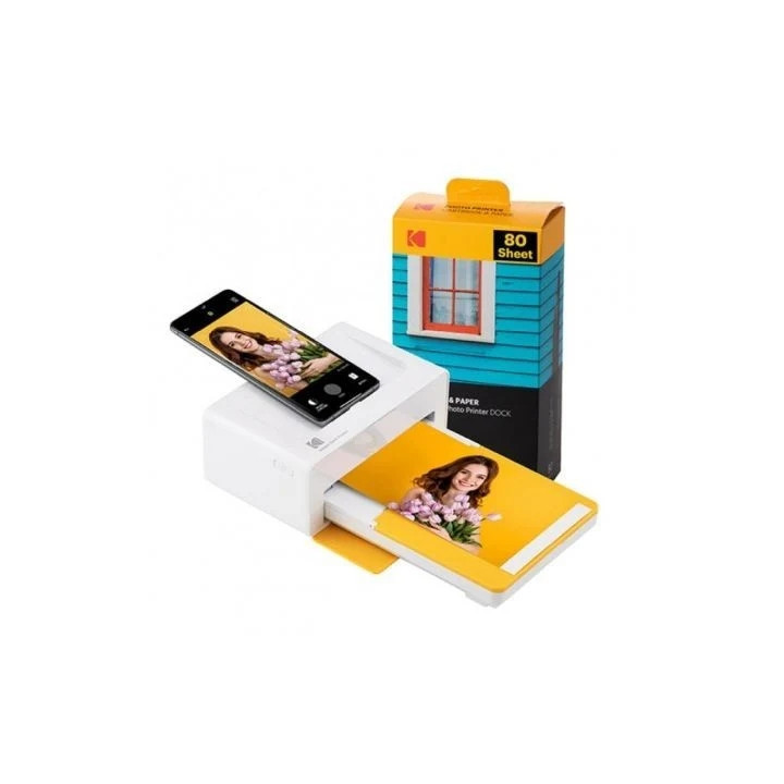 Kodak Dock Plus Pack de Impresora Fotografica Portatil Bluetooth + 80 Hojas de Papel Fotografico 10x15cm - Formato de Impresion