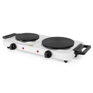 Orbegozo PE 2755 Placa Electrica Doble - Alto Rendimiento y Seguridad - Potencia 2500W - 2 Termostatos Regulables - Asas Plegab