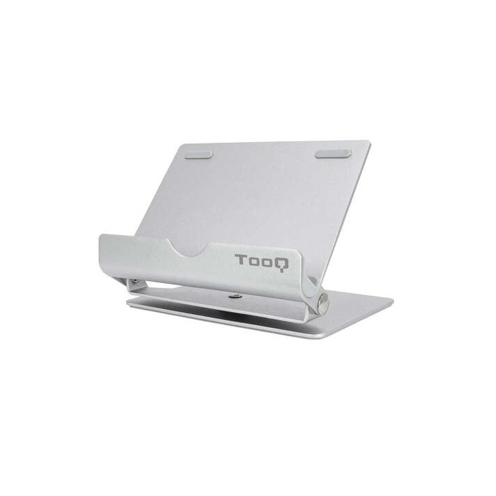 Tooq Soporte de Sobremesa para Tablet hasta 10" - Inclinable y Giratorio - Base Antideslizante - Color Plata