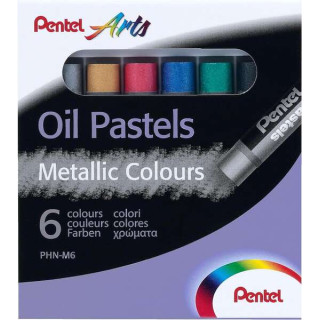 Pentel Oil Pastels Pack de 6 Pasteles Oleo Metalicos - Blandos