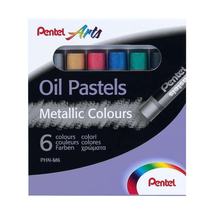 Pentel Oil Pastels Pack de 6 Pasteles Oleo Metalicos - Blandos