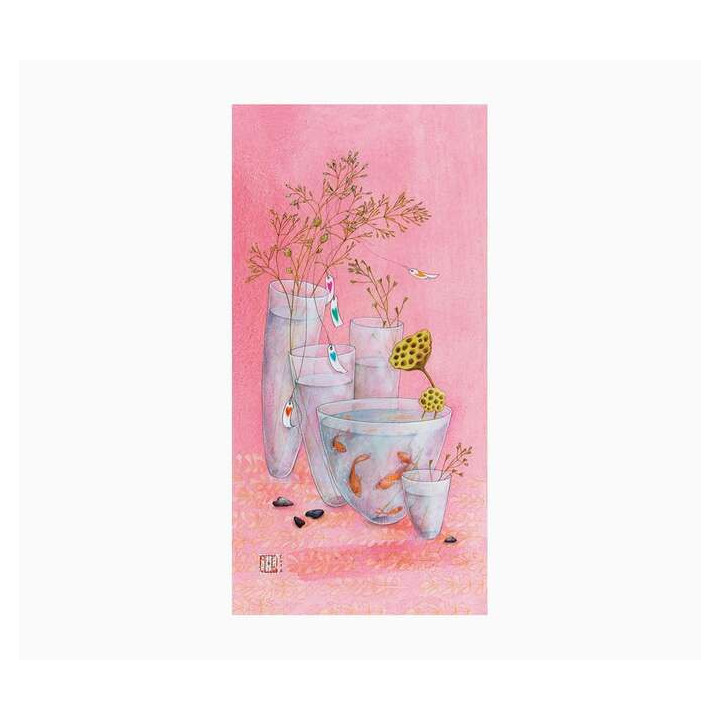 Pictura Aquarupella Gaëlle Boissonnard Tarjeta Doble 10.5x21cm - Acabado en Barniz de Relieve UV Grueso - Laminado Mate de Tac