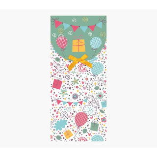 Pictura Tarjeta Money Cards - Tarjeta de Regalo Tipo Sobre Vertical - Tematica Globos - 9.6x21.3cm - Embolsada Individualmente