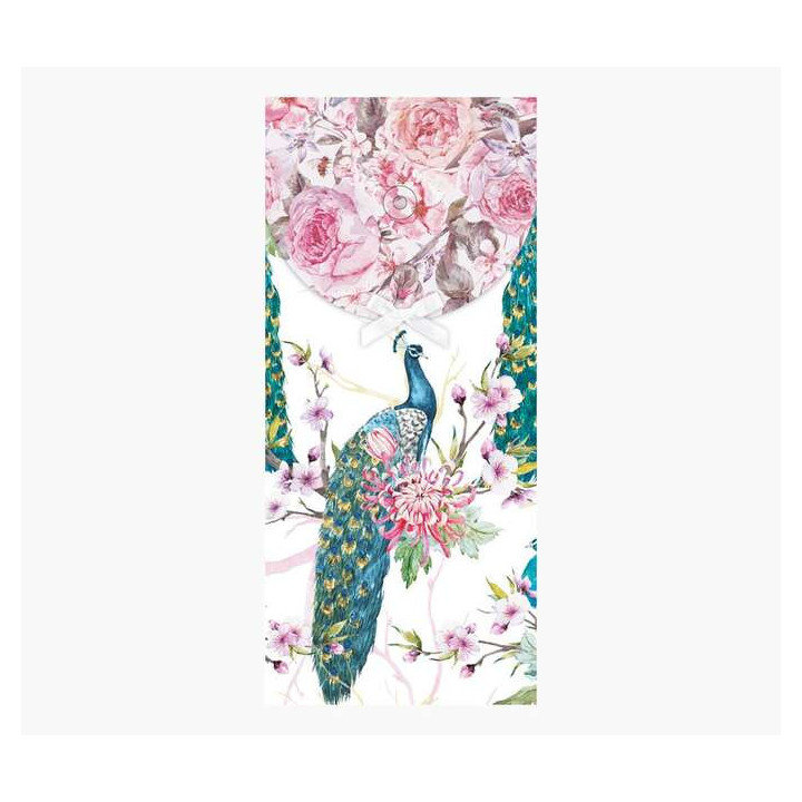 Pictura Tarjeta Money Cards - Tarjeta de Regalo Tipo Sobre Vertical - Tematica Pavo Real - 9.6x21.3cm - Embolsada Individualmen
