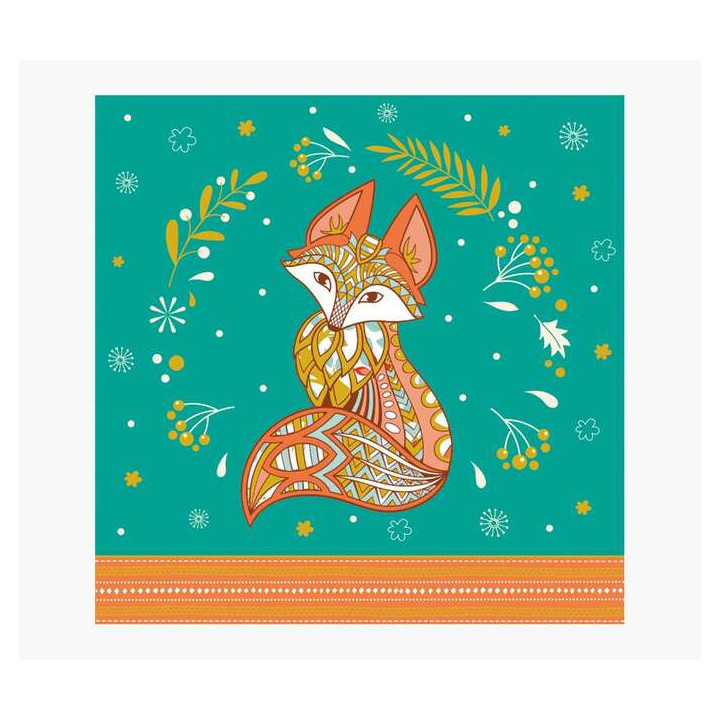 Pictura Tarjeta Arabesque - 16x16cm - Tematica Zorro - Tarjeta Triptica sin Envoltorio - Incluye Sobre Blanco - Papel con Certi