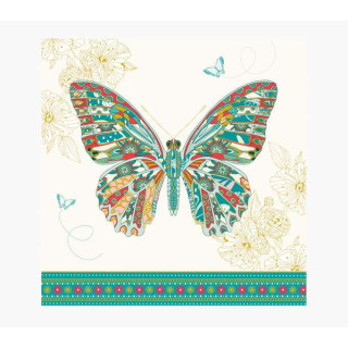 Pictura Tarjeta Arabesque - 16x16cm - Tematica Mariposa - Tarjeta Triptica sin Envoltorio - Incluido Sobre Blanco - Papel con C