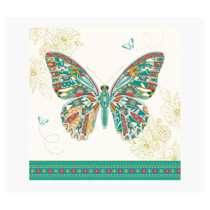 Pictura Tarjeta Arabesque - 16x16cm - Tematica Mariposa - Tarjeta Triptica sin Envoltorio - Incluido Sobre Blanco - Papel con C