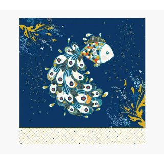 Pictura Tarjeta Arabesque - 16x16cm - Tematica Peces - Tarjeta Triptica sin Envoltorio - Incluido Sobre Blanco - Papel con Cert