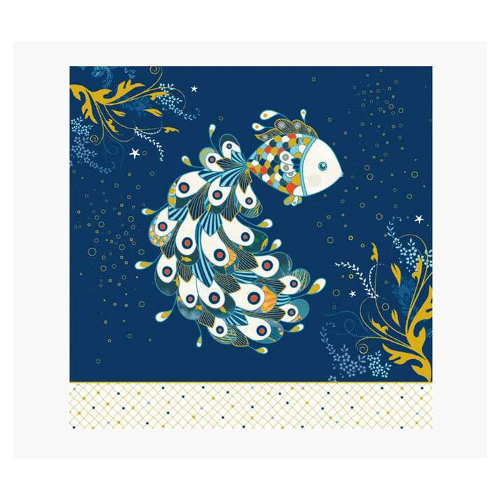 Pictura Tarjeta Arabesque - 16x16cm - Tematica Peces - Tarjeta Triptica sin Envoltorio - Incluido Sobre Blanco - Papel con Cert