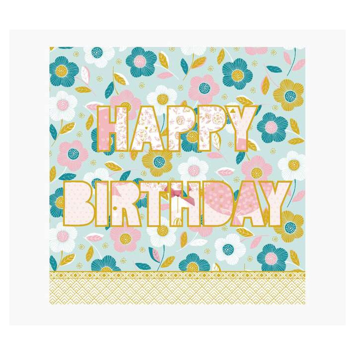 Pictura Tarjeta Arabesque - 16x16cm - Tematica Feliz Cumpleaños - Tarjeta Triptica sin Envoltorio - Incluido Sobre Blanco - Pa