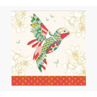 Pictura Tarjeta Arabesque - 16x16cm - Tematica Colibri - Tarjeta Triptica sin Envoltorio - Incluido Sobre Blanco - Papel con Ce