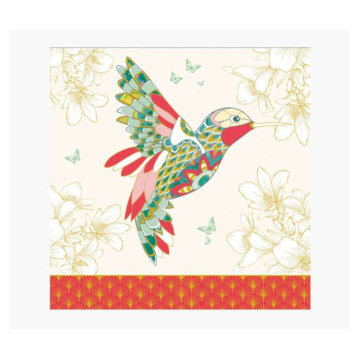 Pictura Tarjeta Arabesque - 16x16cm - Tematica Colibri - Tarjeta Triptica sin Envoltorio - Incluido Sobre Blanco - Papel con Ce