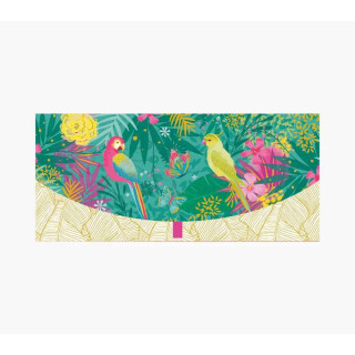 Pictura Tarjeta Money Cards - Tarjeta de Regalo Tipo Sobre Horizontal - Tematica Loros - 21.3x9.6cm - Embolsada Individualmente