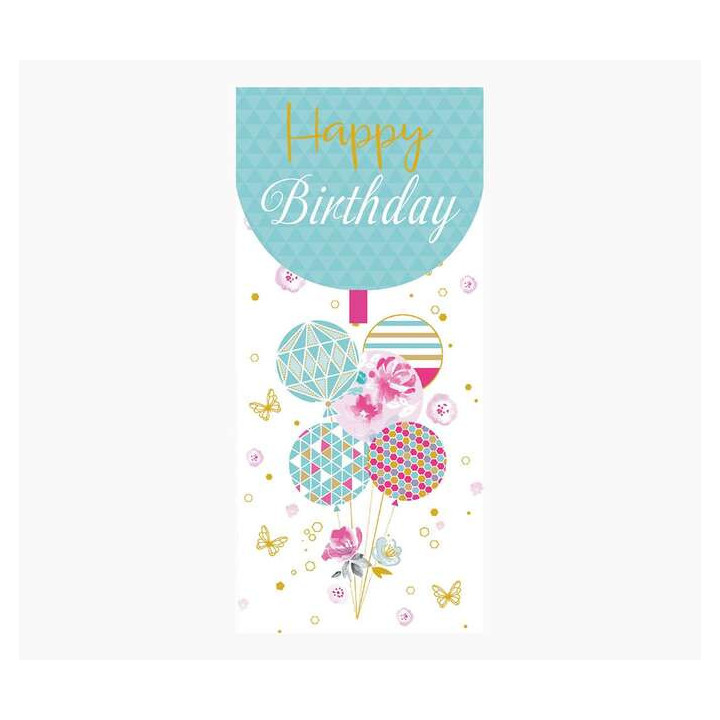 Pictura Tarjeta Money Cards - Tarjeta de Regalo Vertical - Tematica Globos - 9.6x21.3cm - Embolsada Individualmente - Incluido