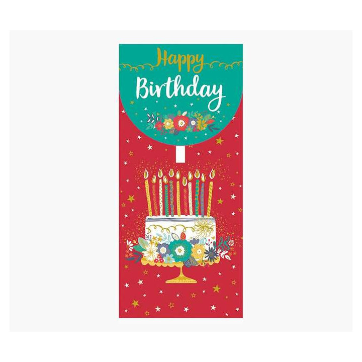 Pictura Tarjeta Money Cards - 9.6x21.3cm - Tematica Tarta de Cumpleaños - Embolsada Individualmente - Incluye Sobre Blanco - P