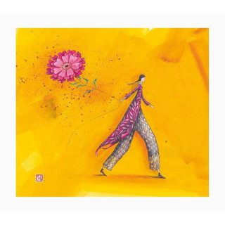 Pictura Aquarupella Gaëlle Boissonnard Tarjeta Doble 14x16cm - Acabado en Barniz de Relieve UV Grueso - Laminado Mate de Tacto