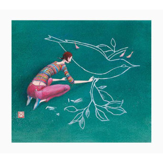 Pictura Gaëlle Boissonnard Tarjeta Doble - Acabado en Barniz de Relieve UV Grueso - Laminado Mate de Tacto Suave - 10.5x21cm -