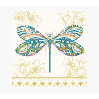 Pictura Tarjeta Arabesque - 16x16cm - Tematica Libelula - Triptica sin Envoltorio - Incluye Sobre Blanco - Papel con Certificac