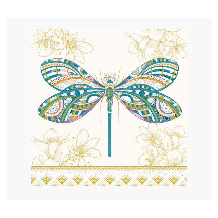 Pictura Tarjeta Arabesque - 16x16cm - Tematica Libelula - Triptica sin Envoltorio - Incluye Sobre Blanco - Papel con Certificac