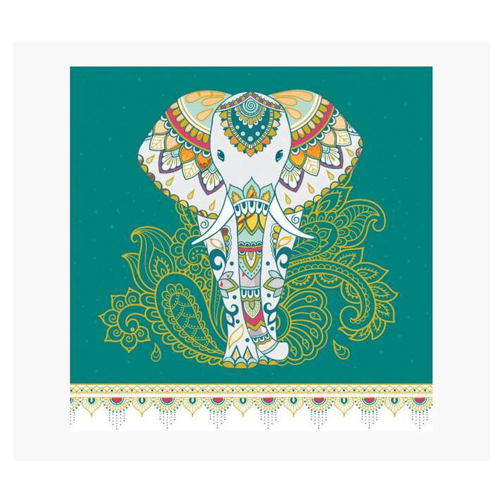 Pictura Tarjeta Arabesque - 16x16cm - Tematica Elefante - Tarjeta Triptica sin Envoltorio - Incluido Sobre Blanco - Papel con C