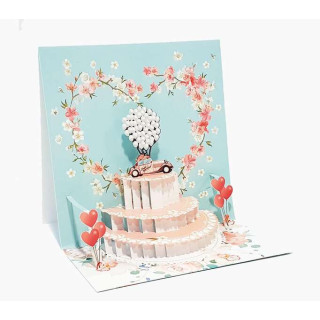 Pictura Tarjeta 3D Pop-Up - 16x16cm - Tematica Corazones - Embolsada Individualmente - Incluye Sobre Blanco - Papel con Certifi