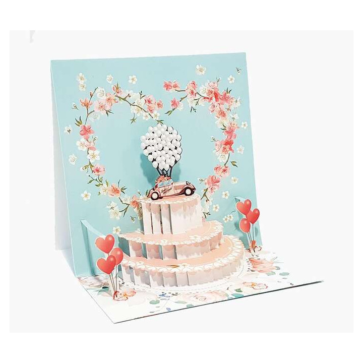 Pictura Tarjeta 3D Pop-Up - 16x16cm - Tematica Corazones - Embolsada Individualmente - Incluye Sobre Blanco - Papel con Certifi