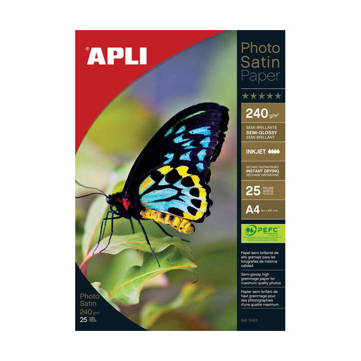 Apli Papel Fotografico Photosatin A4 240g 25 Hojas