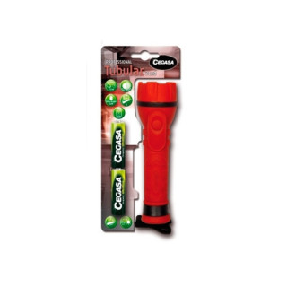 Cegasa Profesional Linterna de 3 LED - Cuerpo de Goma Antideslizante - Resistente a Golpes y Humedad - Funciona con 2 Pilas LR6