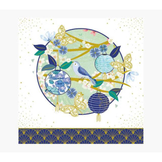 Pictura Tarjeta Arabesque - 16x16cm - Tematica Farolillos - Tarjeta Triptica - Incluye Sobre Blanco - Papel con Certificacion F