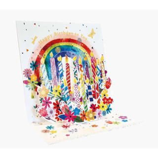 Pictura Tarjeta 3D Pop-Up - 16x16cm - Tematica Velas de Cumpleaños - Embolsada Individualmente - Incluido Sobre Blanco - Papel