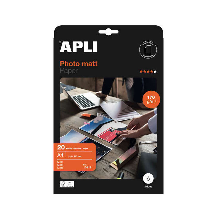 Apli Papel Fotografico Matt A4 170g 20 Hojas