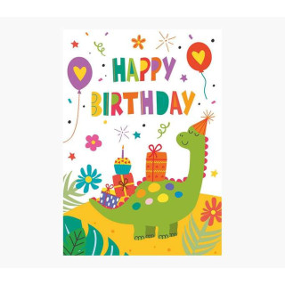 Pictura Tarjeta Zig-Zag - 15x22cm - Tematica Dinosaurios - Triptica sin Envoltorio - Incluye Sobre Blanco - Papel con Certifica