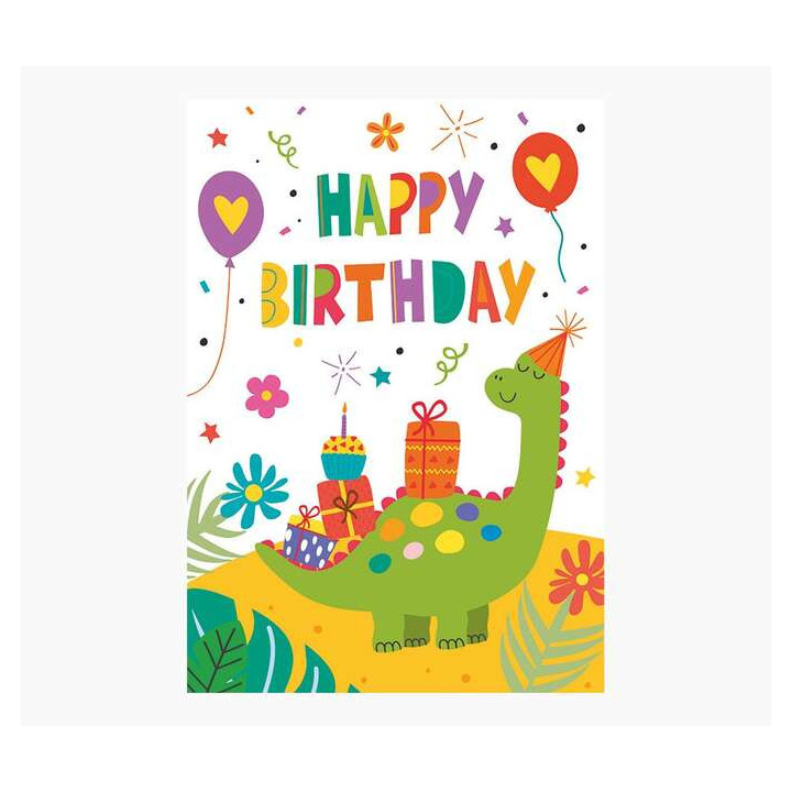 Pictura Tarjeta Zig-Zag - 15x22cm - Tematica Dinosaurios - Triptica sin Envoltorio - Incluye Sobre Blanco - Papel con Certifica