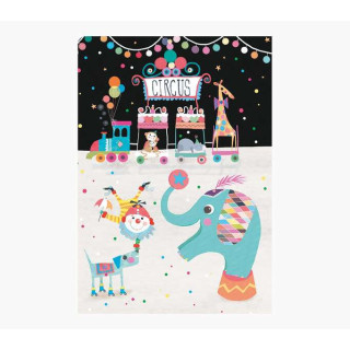 Pictura Tarjeta Zig-Zag - 15x22cm - Tematica Circo - Tarjeta Triptica sin Envoltorio - Incluido Sobre Blanco - Papel con Certif