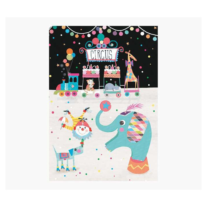 Pictura Tarjeta Zig-Zag - 15x22cm - Tematica Circo - Tarjeta Triptica sin Envoltorio - Incluido Sobre Blanco - Papel con Certif