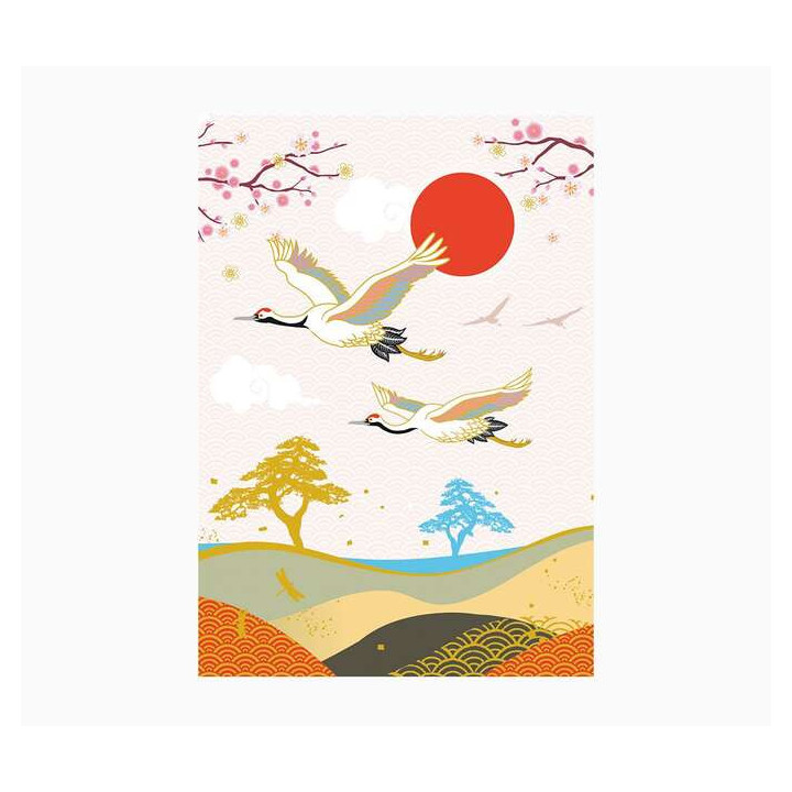 Pictura Zig-Zag Tarjeta Triptica de Felicitacion 15x22cm - Dieño Garzas - Incluye Sobre Blanco - Papel con Certificacion FSC